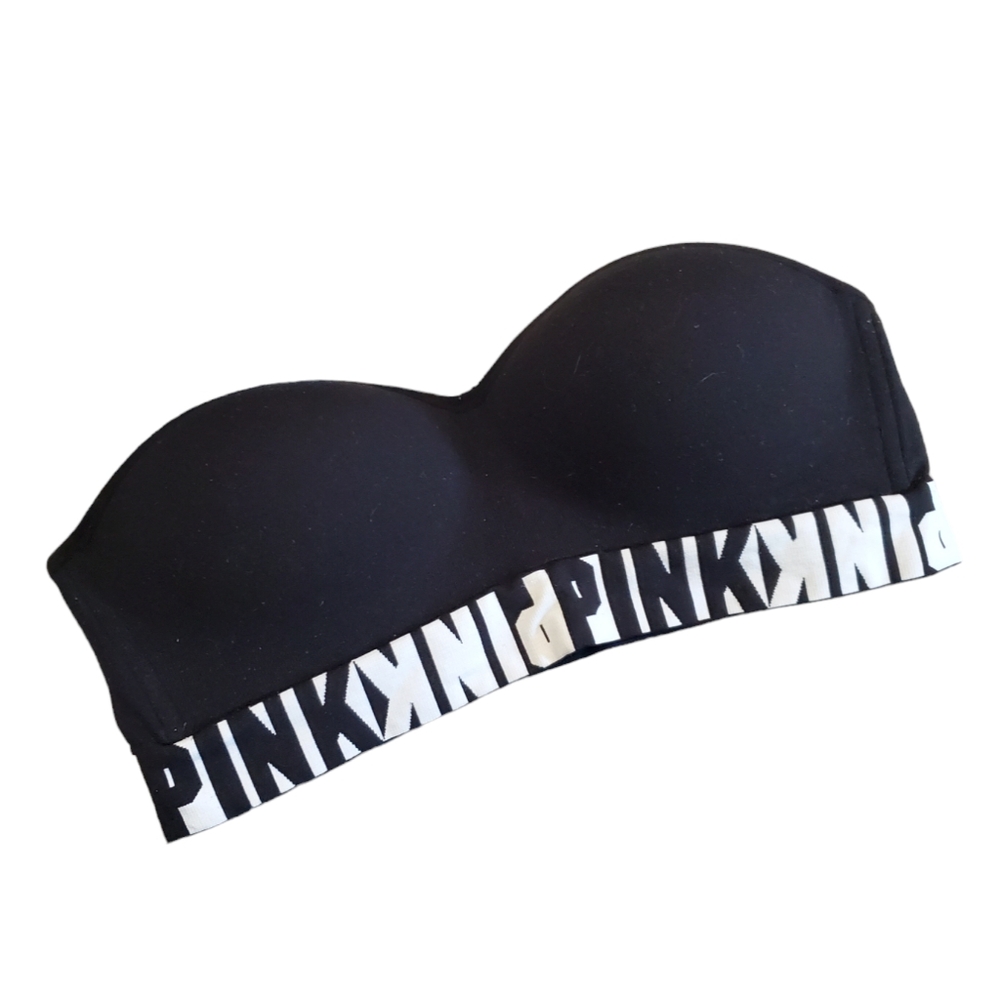PINK Victoria's Secret Cool & Comfy  Bandeau Bra Wireless Push-Up Black M